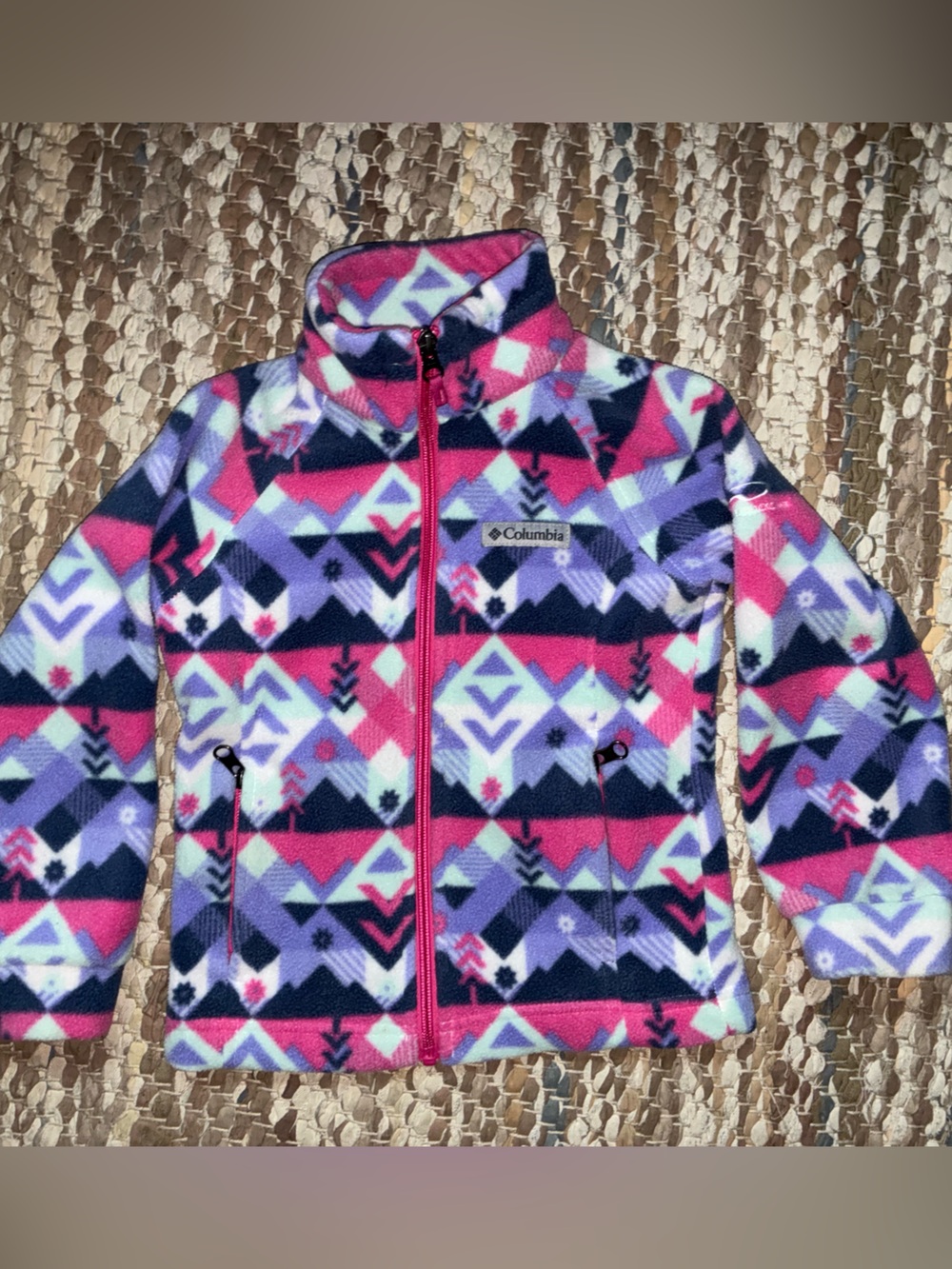 Columbia Kids Pink Purple Geometric Fleece Jacket